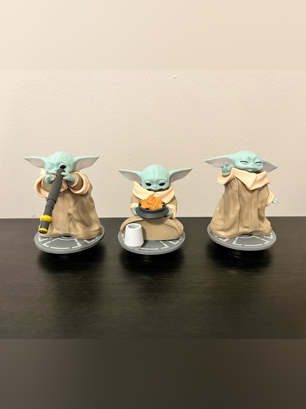 Set of 3 Baby Yoda Figurine Cup Topper Collectible